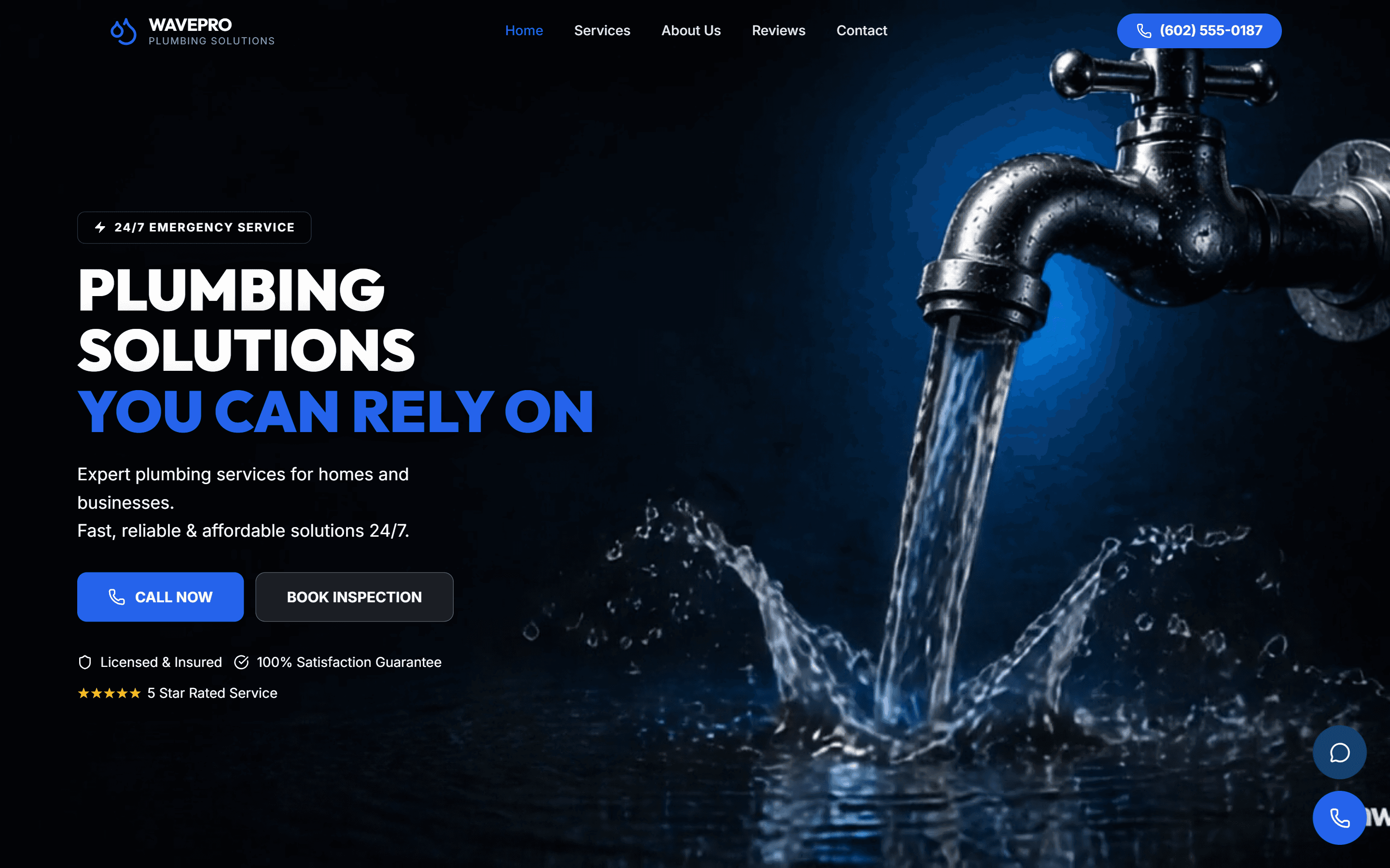 WavePro Plumbing website screenshot